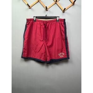 Nautica swimtrunk Mens XL‎ Nylon Red/Navy embroidered pockets Beach Pool